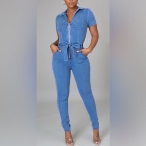 HAUTE MONDE | Denim Jumpsuit (without belt)
